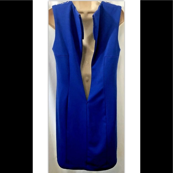 Premise Dresses Blue Laced Shoulders Sheath Dress - Picture 5 of 11
